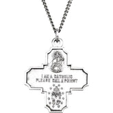 Sterling Silver 30x29 mm Four-Way Cross Medal 24" Necklace